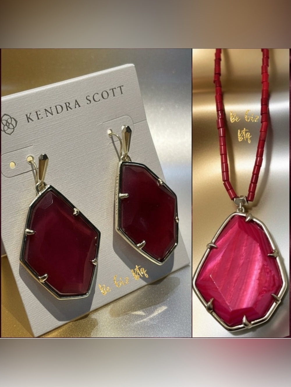 🆕 Authentic Kendra Scott Beatrix Necklace and Dunn Red Coral Earrings Set
